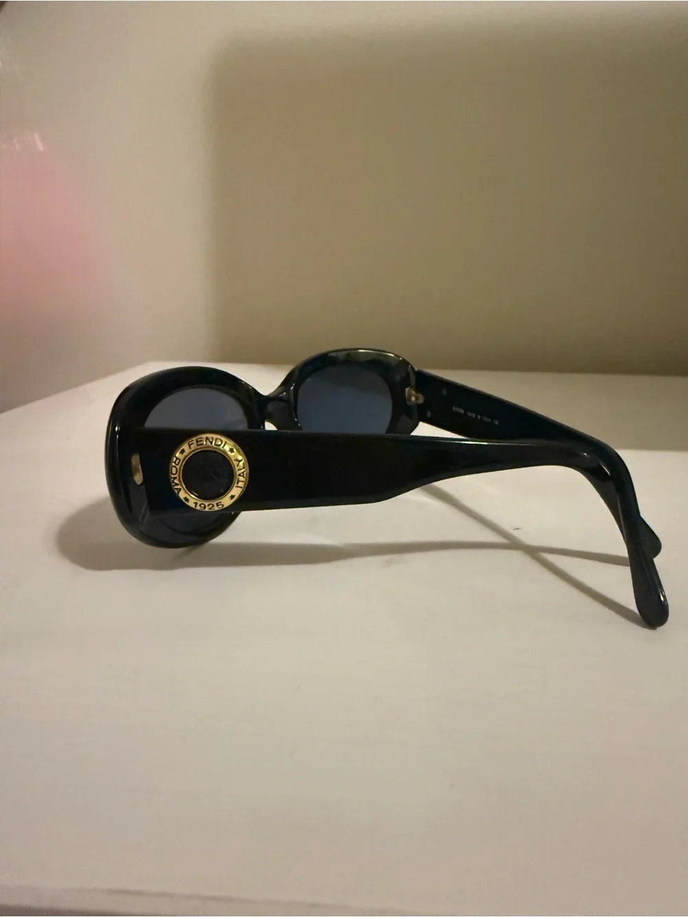 Vintage Fendi Black Round Logo Sunglasses
